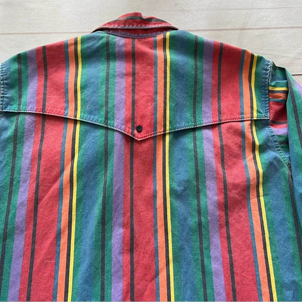 VTG Wrangler Men’s 18-36 Brushpopper 90s Striped Western Cowboy Rodeo Shirt. XXL - Picture 4 of 11